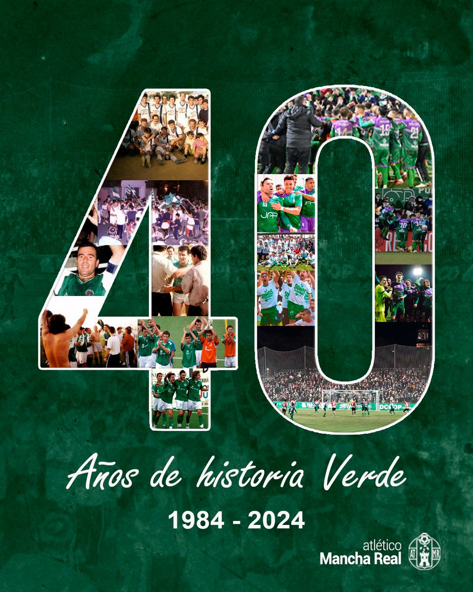 🎂💚𝗙𝗘𝗟𝗜𝗖𝗜𝗗𝗔𝗗𝗘𝗦 𝗩𝗘𝗥𝗗𝗘𝗦💚🎂

¡Hoy cumplimos 40 años de historia, pasión, lucha y orgullo! 

¡Feliz cumpleaños, verdes😍!

#40AñosContigo 👫

#SomosManchaReal 💚💜

#YoSoyVerde 💪🏻