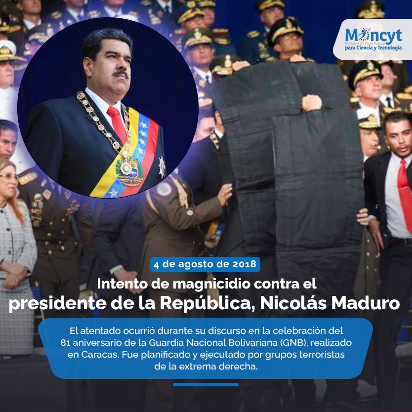 #Efemérides | #4Ago Intento de magnicidio contra el presidente de la República, Nicolás Maduro 🇻🇪

#VenezuelaPazYJusticia