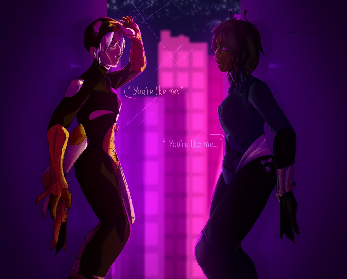 _thevamp1re's tweet photo. IM THE CEO OF LOCEIT YURI FOR A GODDAMN REASON!!!!!… SOBBING. I even tried to show that they’re from different dimensions by shading them differently… Logan is more realistic and Janus’ is more sharp…
.
.

#spiderman #spidersona #genderbend #sanderssides #tss #loceit #art https://t.co/wfWQ00s6ZB