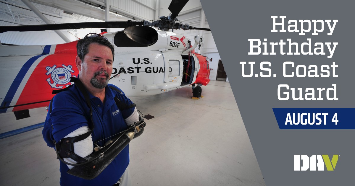 DAVHQ's tweet photo. DAV wishes the incredible men and women of the @USCG a happy birthday! The U.S. Coast Guard was founded on August 4, 1790. Here’s to another year of safe missions protecting our shores and ensuring our nation’s safety. #HappyBirthday #USCoastGuard #CoastGuardBirthday https://t.co/DGmnAijuqD