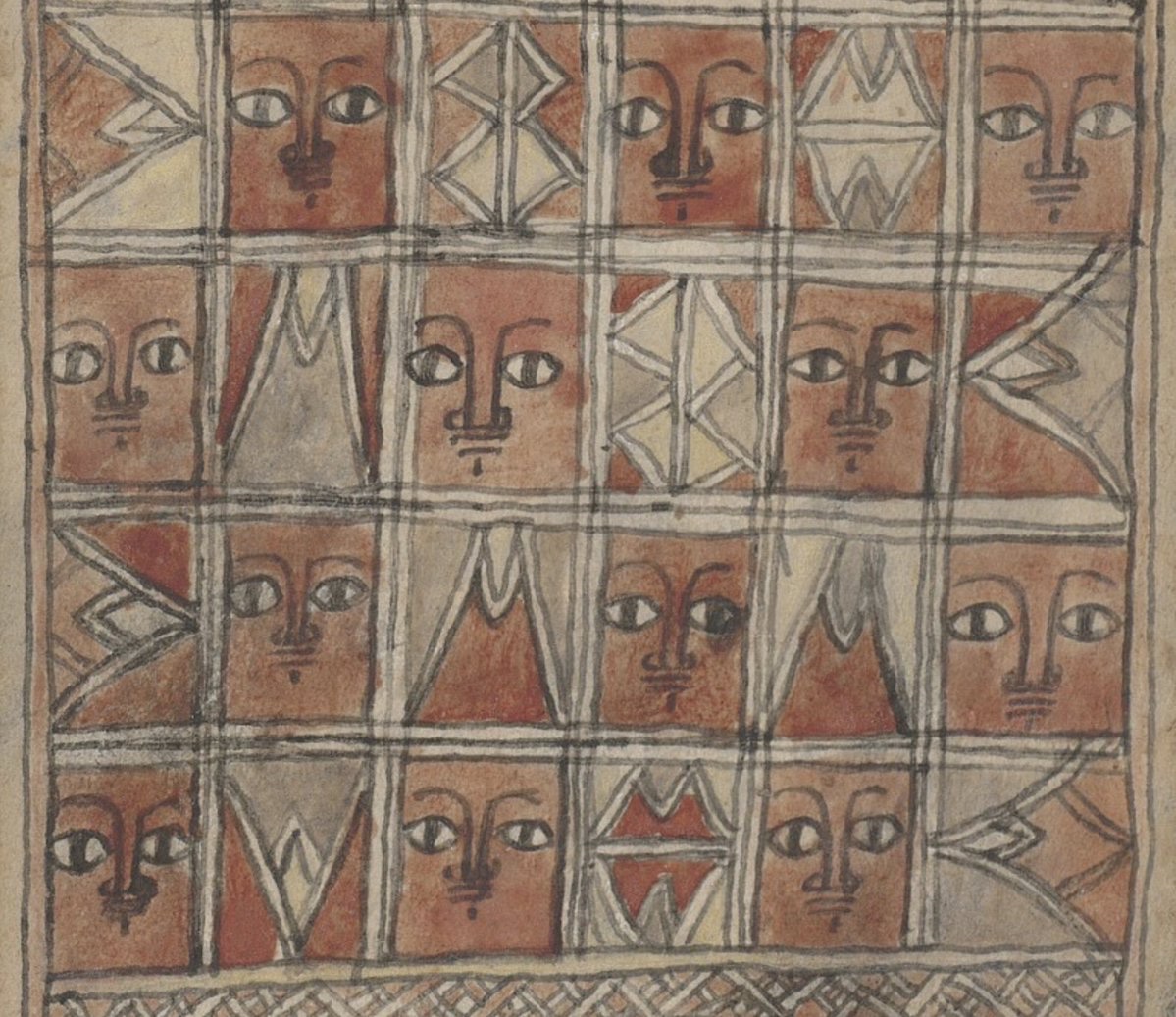 ArtEthiopic's tweet photo. ⚠️ Warning! This is what you'll turn into if you spend too much time staring at screens!

Ethiopia, 19th c.   #faces #quadrangles #screens #magicalscroll #africanart https://t.co/uaW6UVOLv8