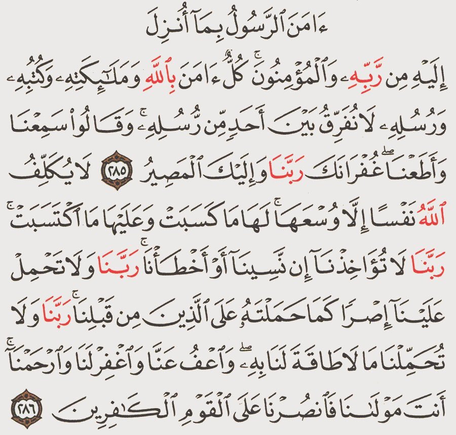 أواخر سورة البقرة حافظ عليها يومياً في حياتك تكفيك من كل شيء.