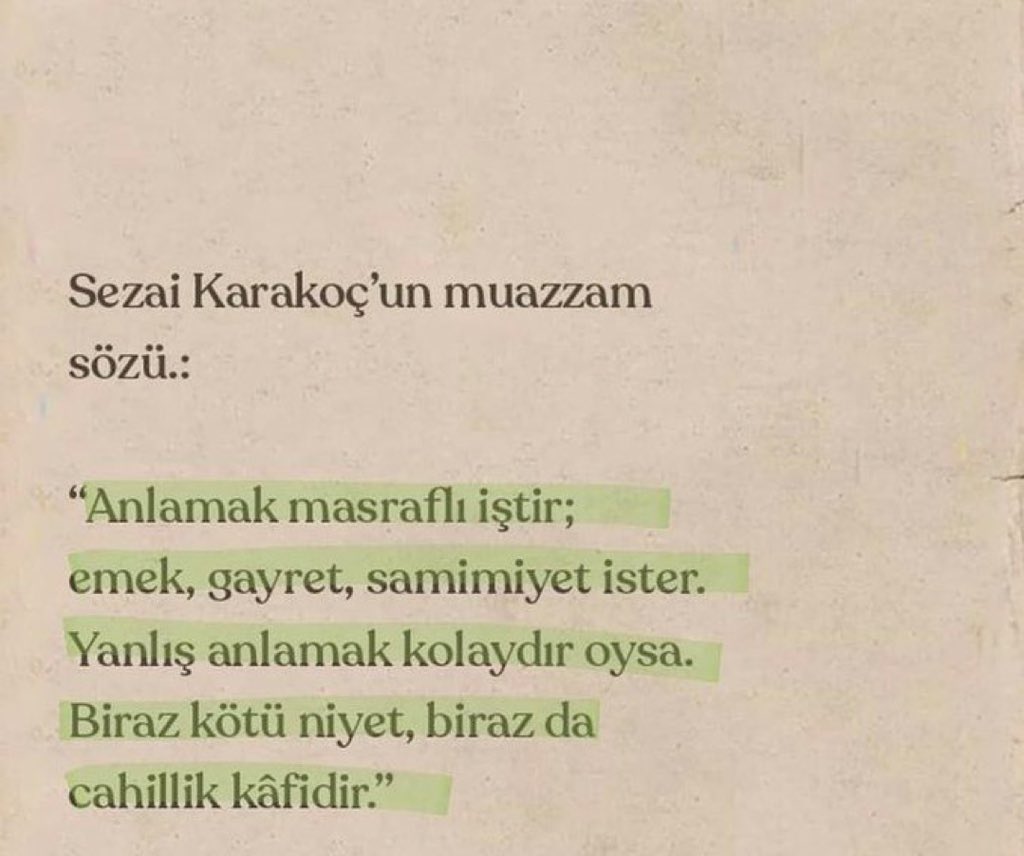 TwitBakani's tweet photo. "Anlamak masraflı iştir; emek ve gayret gerektirirken, bazen harcadığımız tüm çabaya rağmen kalplerin derinliklerinde kaybolmuş duyguların anlaşılmadığını görmek, insanı yıpratıyor." https://t.co/3P8DjsZxj7