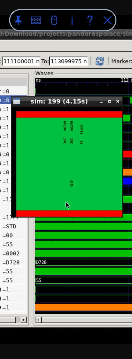 Just got the first screen of my little summer FPGA core project, coded on my phone at the beach🩴🏖️