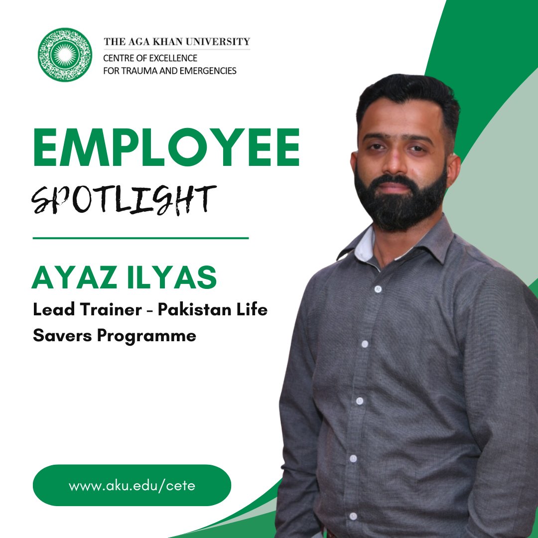 AKU Centre of Excellence for Trauma & Emergencies (@aku_cete) on Twitter photo #CETE EmployeeSpotlight. This week, we're highlighting Ayaz Ilyas Lead Trainer for <a href="/LifePLSP/">Pakistan Life Savers Programme (PLSP)</a> Ayaz has trained 15,000+ LIFE SAVERS in #CPR and #BleedingControl and singlehandedly manages PLSP's data & certificates nationwide. More: bit.ly/3WrsF3g #CETE EmployeeSpotlight. This week, we're highlighting Ayaz Ilyas Lead Trainer for <a href="/LifePLSP/">Pakistan Life Savers Programme (PLSP)</a> Ayaz has trained 15,000+ LIFE SAVERS in #CPR and #BleedingControl and singlehandedly manages PLSP's data & certificates nationwide. More: bit.ly/3WrsF3g