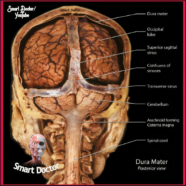 Smart_Doctor1's tweet photo. This is a posterior view of a skull from an 80-year-old female following removal of the posterior portion of the calvarium. 
The dura mater has also been removed except where it overlies the venous sinuses. 🧠 https://t.co/sm7Z044Nsp