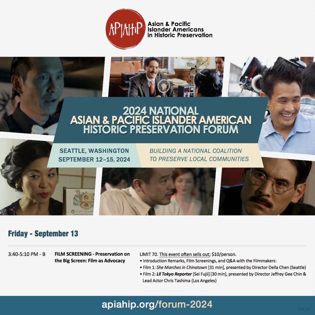 LTReporterFilm's tweet photo. Join us in Seattle❗️ #LilTokyoReporter-> @APIAHiP Forum 2024❗️
W/ doc short #SheMarchesinChinatown
+ Q&amp;A:
@dellachenphoto
@TheLeapMan
@christashima❗️
Session-> Preservation on the Big Screen: Film as Advocacy
Sep.13 ‘24

Info/registration👇
🔗 https://t.co/GR6ymD3WhH
#shortfilms https://t.co/ngKR73NwLS