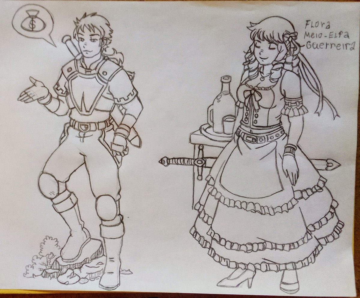 franciscoarques's tweet photo. Em 2010 
Fiz está ilustração para o meu RPG de fantasia medieval.
Criei esse casal um humano e uma meio Elfa.
Foi  bom ter guardado por estes anos e ainda corrigir muitos erros de anatômia. https://t.co/SwUMxDAxSj