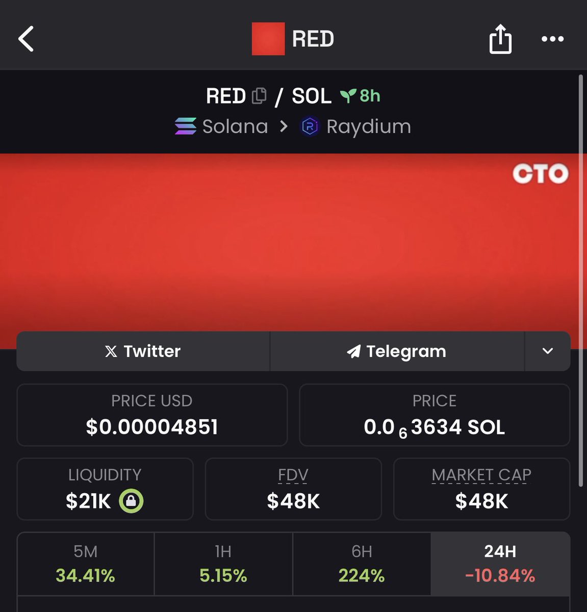 SmokezXBT's tweet photo. Markets bleeding? Bought the $RED 

Perfect day to ape the colour meta, on a red day.

E2B5V2LgB2Y8unN85LKZyPfV68KmG5hkVdoLP6RTpump https://t.co/TfCMPTTjZy