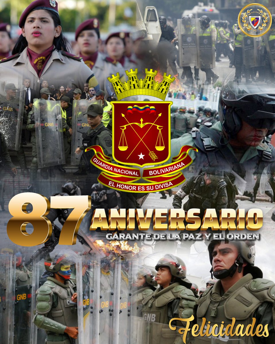 La gran familia de <a href="/DigesaludFANB/">DIGESALUDFANB</a> felicita a los hombres y mujeres de nuestra <a href="/GnbGaranteDePaz/">Guardia Nacional Bolivariana</a> por su 87 aniversario, quienes se encuentran más firmes y leales que nunca por la defensa de la PAZ de nuestro pueblo. 
El HONOR es nuestra DIVISA. ¡Felicidades!