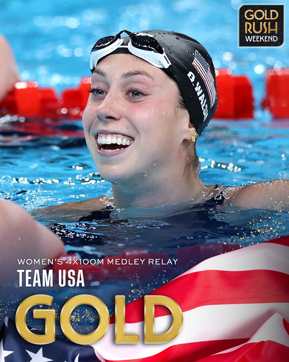 THE UNITED STATES CAPTURES GOLD IN THE WOMEN'S 4X100M MEDLEY RELAY! 🇺🇸🥇 #ParisOlympics