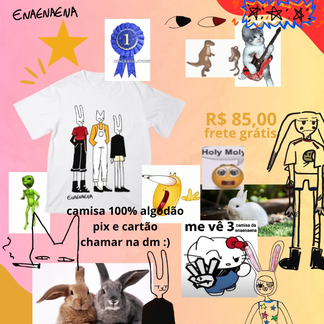 coelhudos's tweet photo. vendas abertas! compre as minhas camisas elas são lindas 🫵🫵🫵
interessados me chamem na dm, instagram @/enaenaenart ou zapzap :)
#enaenaena #YAAAASSSS
🐇🤭 https://t.co/5B0BGBejbm