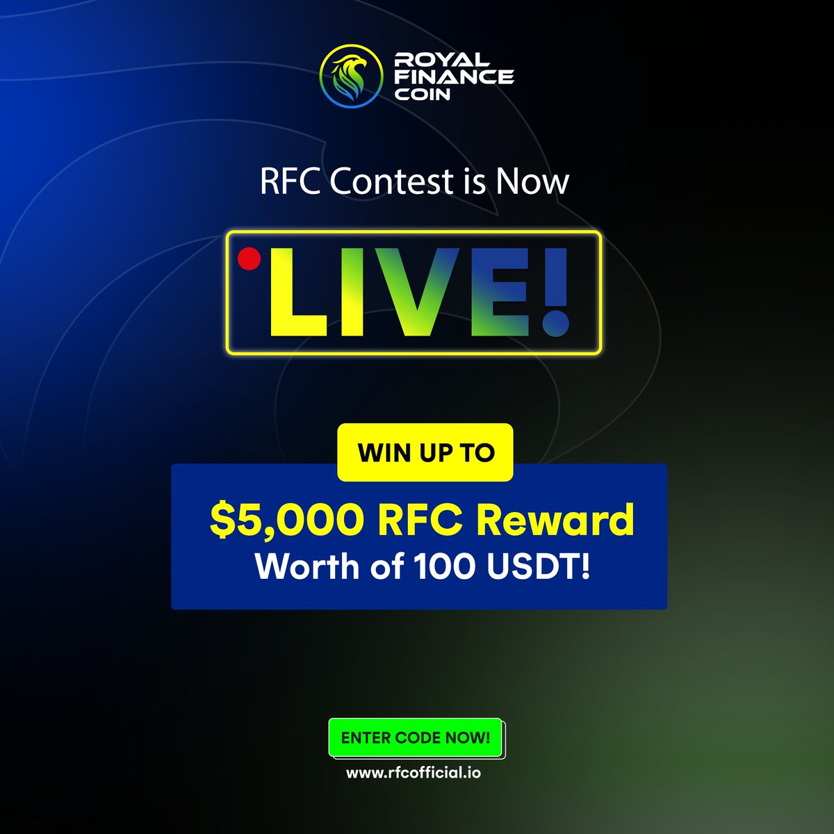 RFcoinofficial's tweet photo. 🔴 RFC Contest is Now Live!

Chance to Win Up to $5,000 in RFC Rewards, Worth of 100 USDT! 

Exclusive Opportunity for Crypto Investors!

Participate Now: https://t.co/BazIhsiQVH

[RFC Contest, Crypto Rewards, Win Big, Opportunity, Chance To Win, RFC Rewards, RoyalFinanceCoin, RFC]