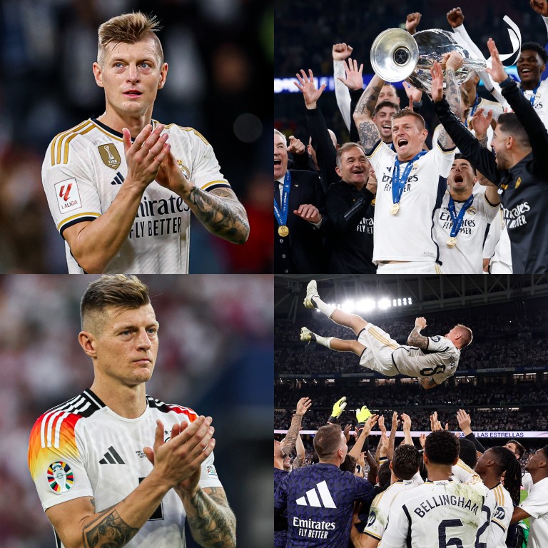 InvictosSomos's tweet photo. Hoy se acaba de hacer oficial que Toni Kroos fue elegido como EL MEJOR FUTBOLISTA ALEMÁN DEL AÑO. Justo en el curso en el que se retiró, Don Anontio se consagró campeón de Liga, campeón de UEFA Champions League, campeón de Supercopa, destacó en la Eurocopa y fue reconocido como el mejor de todos en su país. Solo él podía lograr algo así. Solo el mediocampista más elegante de la época podía despedirse en la élite absoluta del fútbol mundial. EL HOMBRE QUE SE RETIRÓ EN LA CIMA.