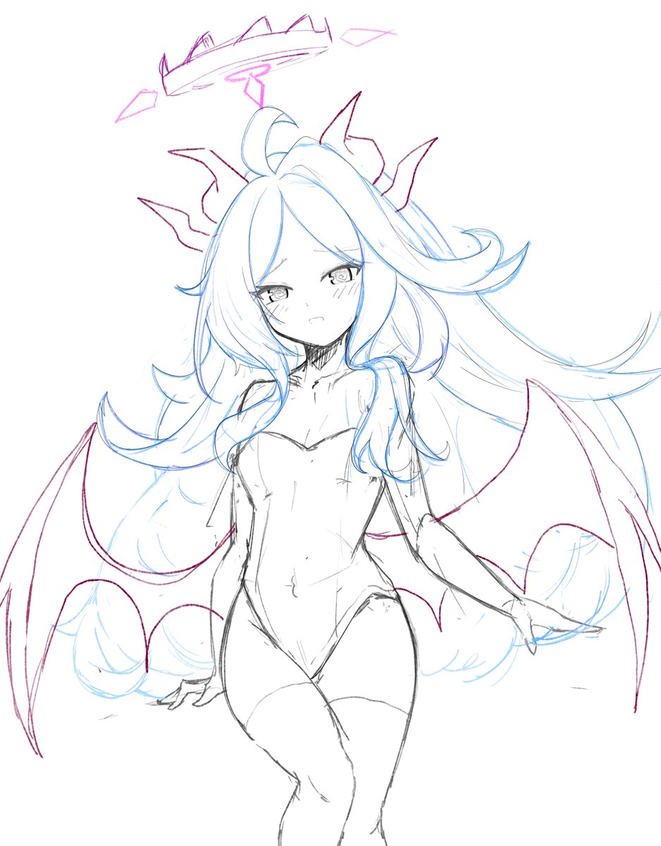 空崎ヒナ(ブルアカ) 「wip 」|りたちのイラスト