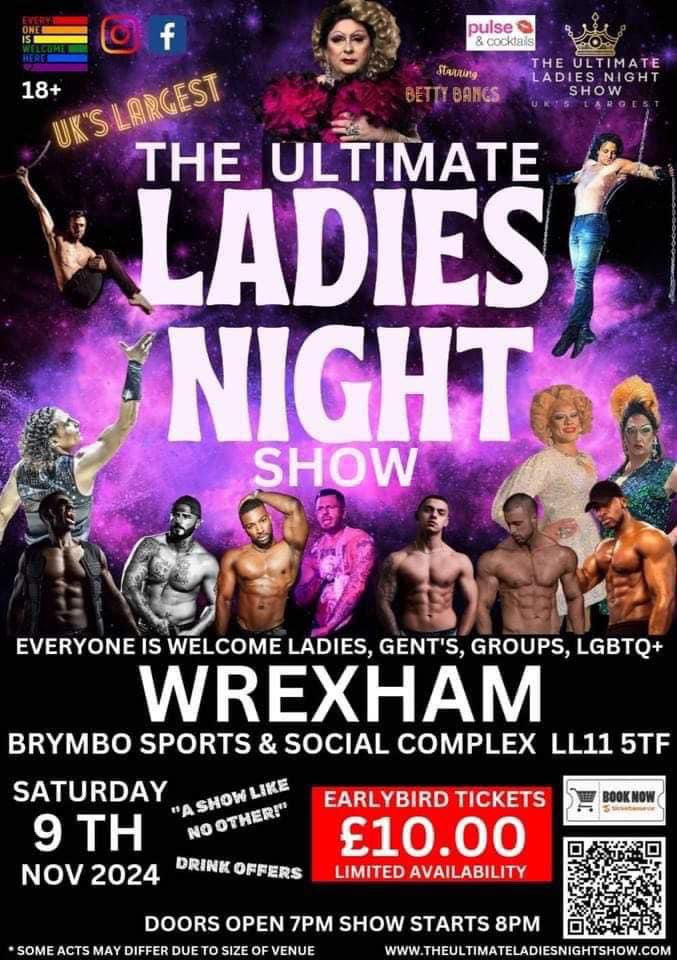 Ladies…. Well don’t we have a treat lined up later this year 🎉

The Ultimate Ladies Night is coming to the club ☺️  

Early bird tickets £10 via the QR code 🎉

This is no ordinary ladies night 🤸💪🏽