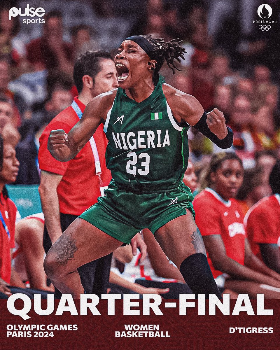 PulseSportsNG's tweet photo. Nigeria is the FIRST EVER African team (Male or Female) to qualify for the #Olympics  Quarter-Finals. 🇳🇬⛹️🏿‍♀️

#Paris2024 #OlympicGames https://t.co/DI8ZVghkvO