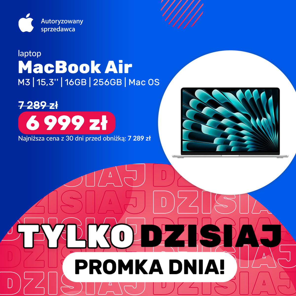 Komputronik_pl's tweet photo. 🚀💻 Mega okazja tylko dzisiaj! 💥

Zdobądź nowiutkiego MacBooka Air M3 z ekranem 15,3" w specjalnej cenie 6 999 zł! 🤑 To laptop idealny do pracy i zabawy- szybki, lekki i elegancki. ✨

https://t.co/tY7JJeVZjM

#Komputronik #Apple #Macbook #M3 #Okazja https://t.co/pwCNNUEtYd