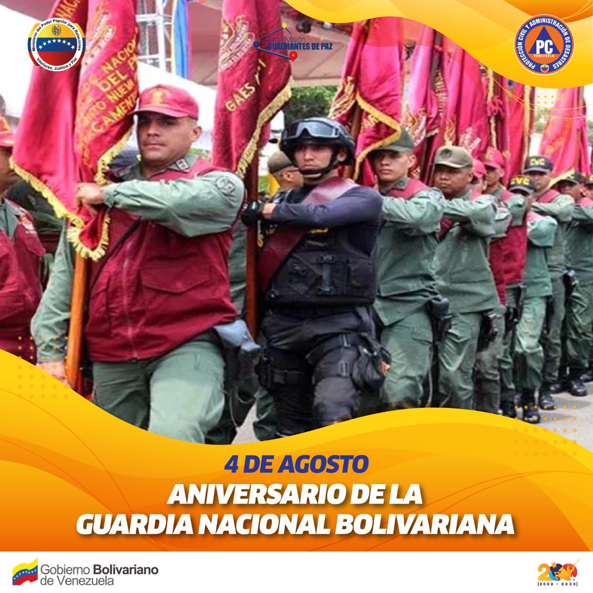 PCivil_Ve's tweet photo. #Efeméride 🗓️ Hoy se cumplen 87 años de la creación de la Guardia Nacional Bolivariana, institución que vela por la seguridad, paz y soberanía de la Patria. El Honor es su Divisa. 

#VenezuelaPazYJusticia https://t.co/H3OsBsZAq7