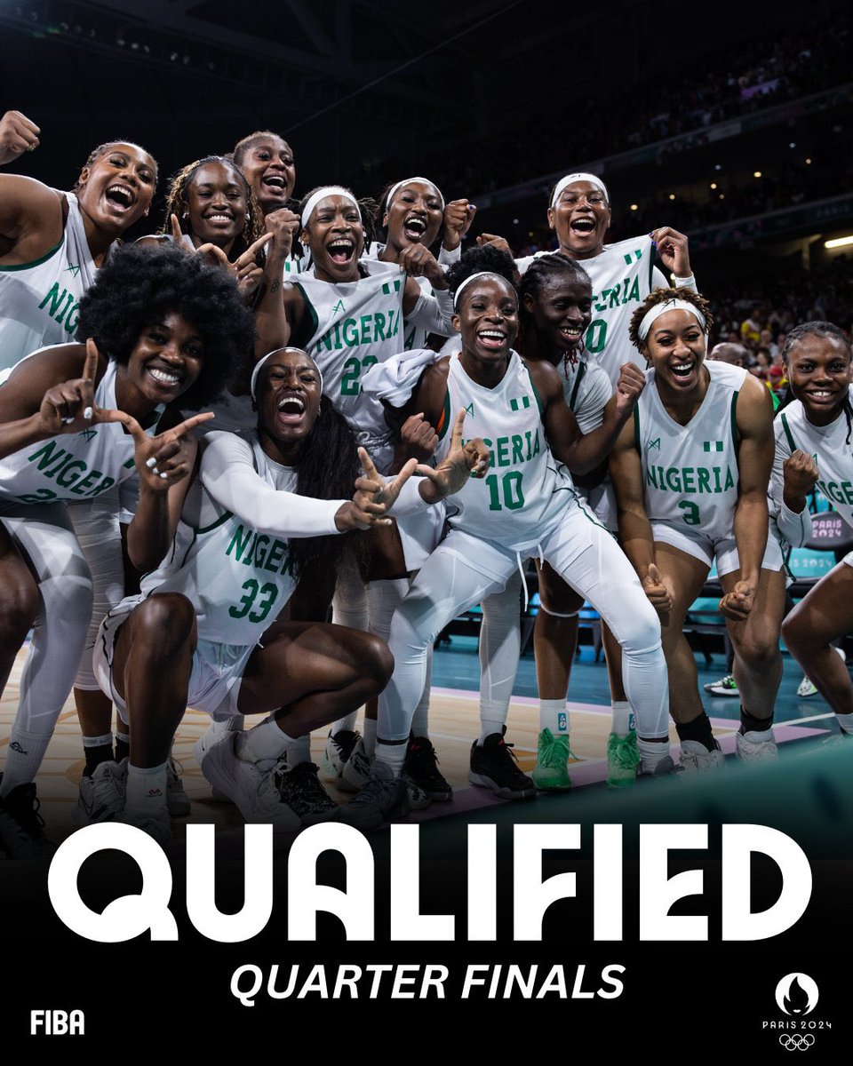 Sports_Doctor2's tweet photo. D’Tigress becomes the FIRST EVER AFRICAN TEAM (Men or Women) to play in #Olympics  Quarter-Finals!!!!

What An Achievement!!!!!!

#Paris2024  x #Basketball https://t.co/ROaQ9WARMv