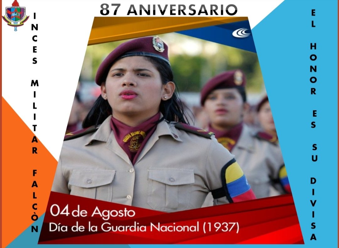 GNB Invictos en el Orden y la Paz.
Hace 87 años nació la Guardia Nacional Bolivariana…Una institución militar profesional de carácter popular y antiimperialista, destinada a resguardar las fronteras y salvaguardar el orden interno en todo el territorio venezolano.