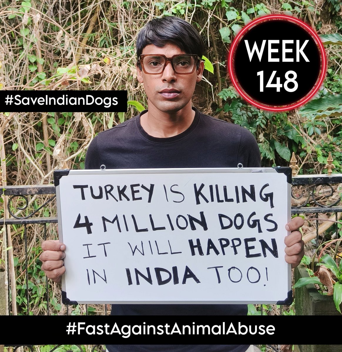 Week 148 of #FastAgainstAnimalAbuse! Fasting 24hrs to warn India : overpopulation &amp; disease transmission put dogs in danger. Turkey is killing 4 million dogs, India is next! Let's act! Spay/neuter, vaccinate &amp; save them! #SaveIndianDogs