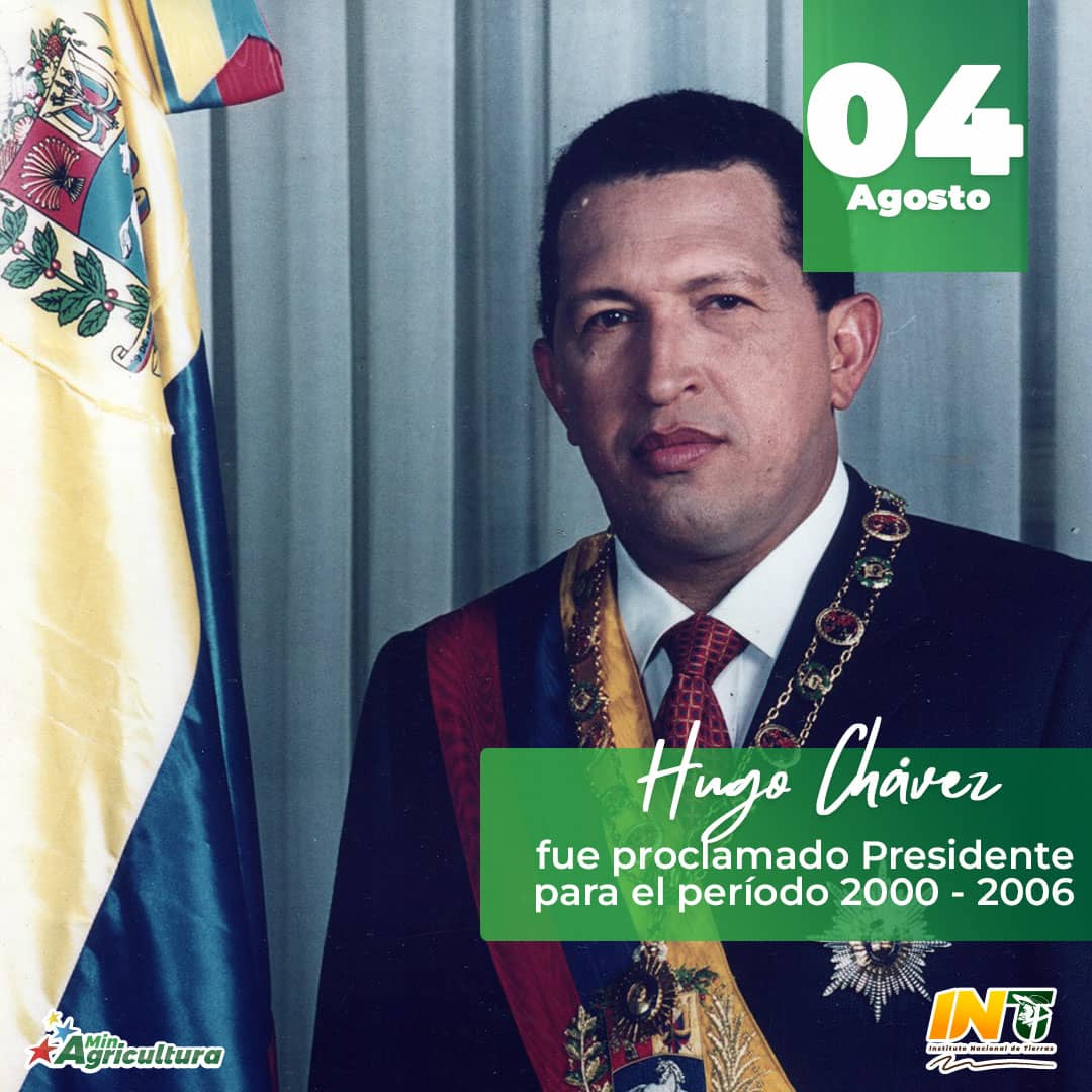 Efemeride| Un día como hoy, hace 24 años, el Consejo Nacional Electoral (CNE), proclamó al Comandante Hugo Rafael Chávez Frías, como Presidente de la República Bolivariana de Venezuela para el período 2000-2006.