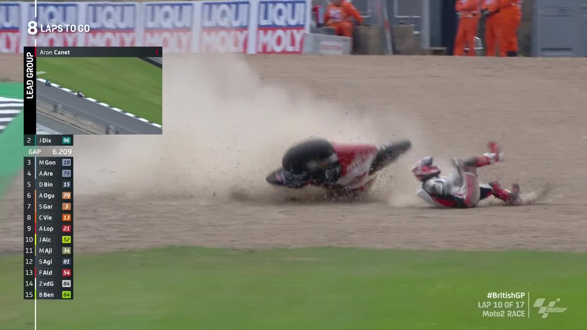 MotoGP's tweet image. HUGE highside for Mario Aji at T7 💥💥💥

He was riding in P11 💔

#BritishGP 🇬🇧