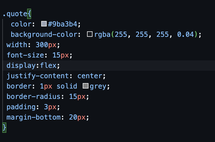 BuggyNaman's tweet photo. @import_the_code @kirat_tw I created a div tag with class "quote" and added border, border-radius in css. Made the 'quote' div a flex and using 'justify-content: center', centralized the content inside. https://t.co/EKw5FUbuhA