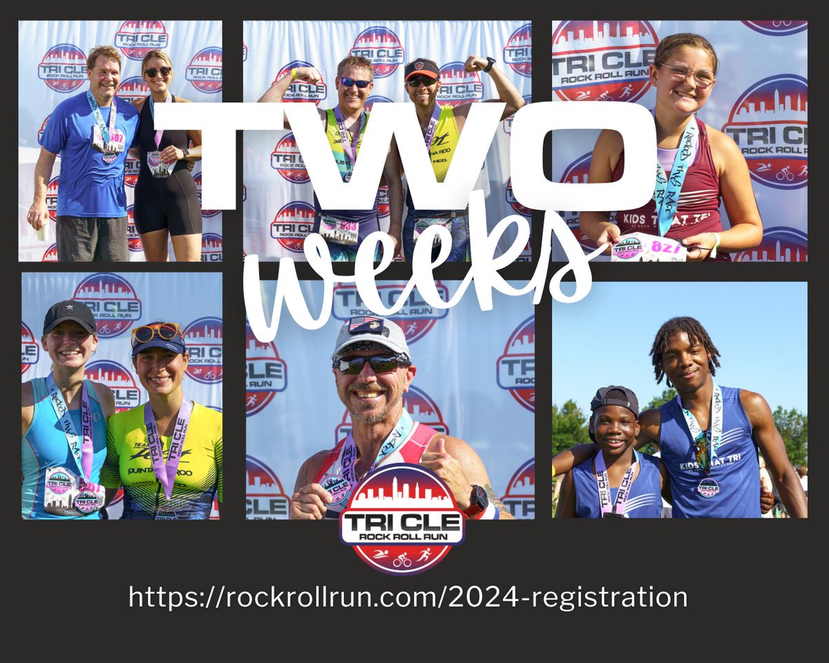 The 2024 #TriCLE is just TWO weeks away!
💦 Swim at Lake Erie with an on-beach start at Edgewater Beach
🚴 Ride on the closed-to-traffic Memorial Shoreway
🏃 Run through the beautiful Edgewater Park

Registration closes at midnight on August 15, 2024!
bit.ly/TriCLE2024Regi…