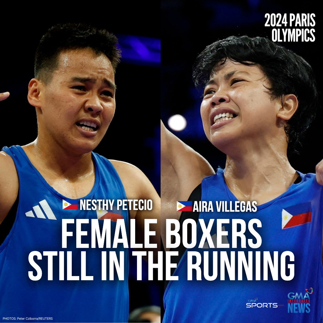 gmasportsph's tweet photo. WOMEN ON TOP 💅🏼🙌🏼

Nesthy Petecio and Aira Villegas are assured of at least a bronze medal in their respective divisions after punching their way to the semifinals in #Paris2024! 

Follow #GMASports for more updates. https://t.co/NcaGuN7CBx