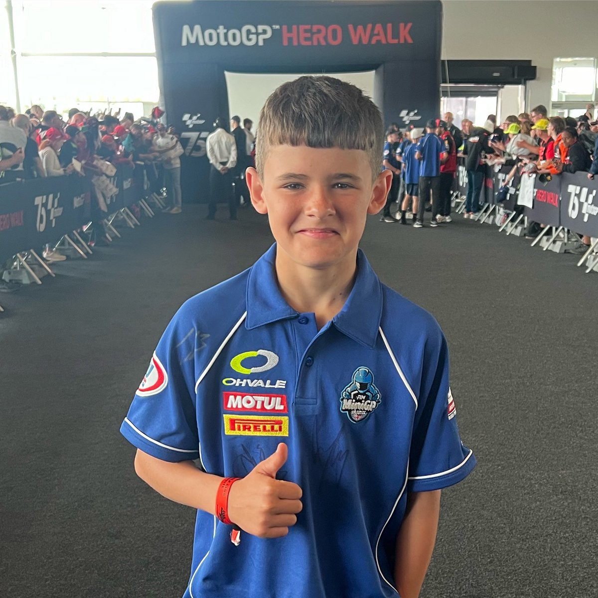 HudsonKaiCooper's tweet photo. Sharing the @MotoGP #herowalk with all the #motogp riders wow, another incredible experience.
@fimminigp @BMB_Racing @Ohvale @UkOhvale https://t.co/OBGagz508J