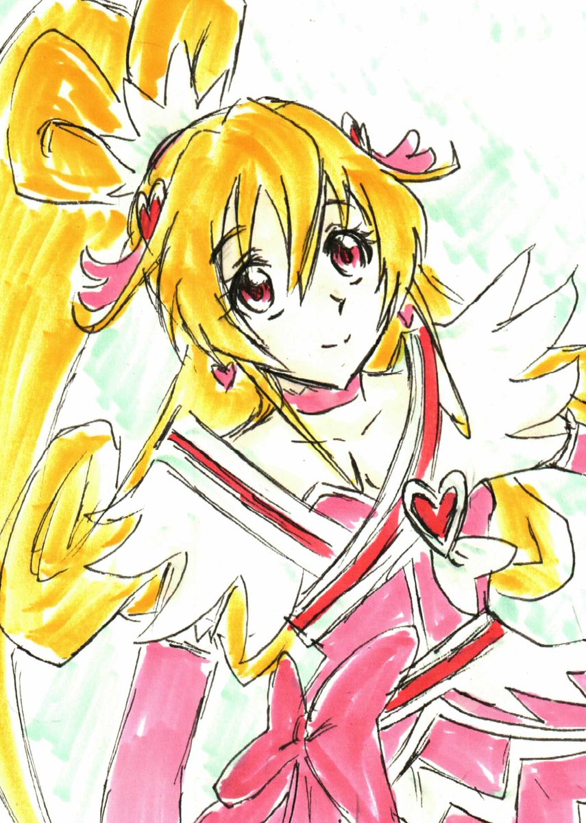 相田マナ ,キュアハート 「#キュアハート生誕祭2024やっつけ&時間ギリギリだけどマナおめ。小説楽しみ。 」|沖庵のイラスト