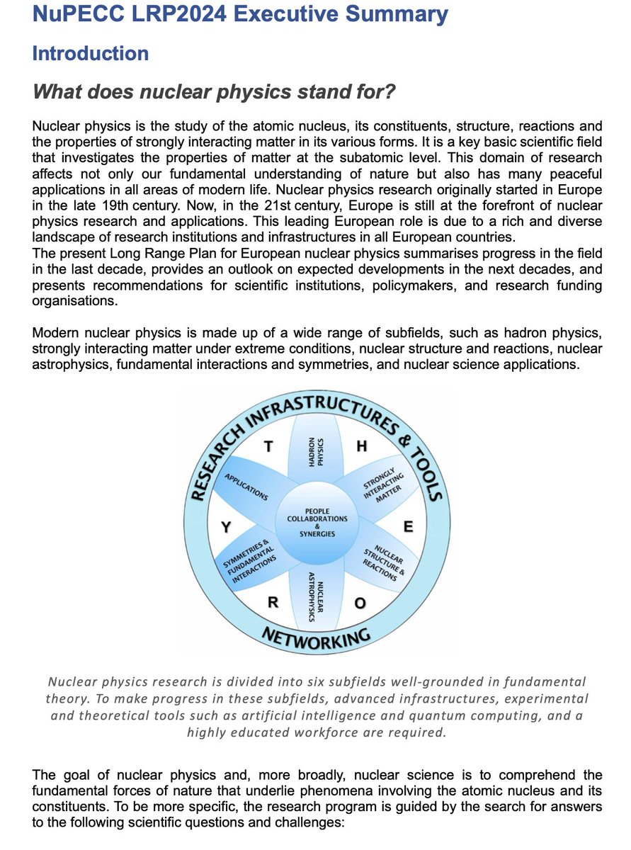 At its last meeting in Lund on June 13-14, 2024, #NuPECC approved the new NuPECC Long Range Plan 2024 #LRP2024.  The Draft Executive Summary and Recommendations can be found 👉nupecc.org/lrp2024/Draft_…