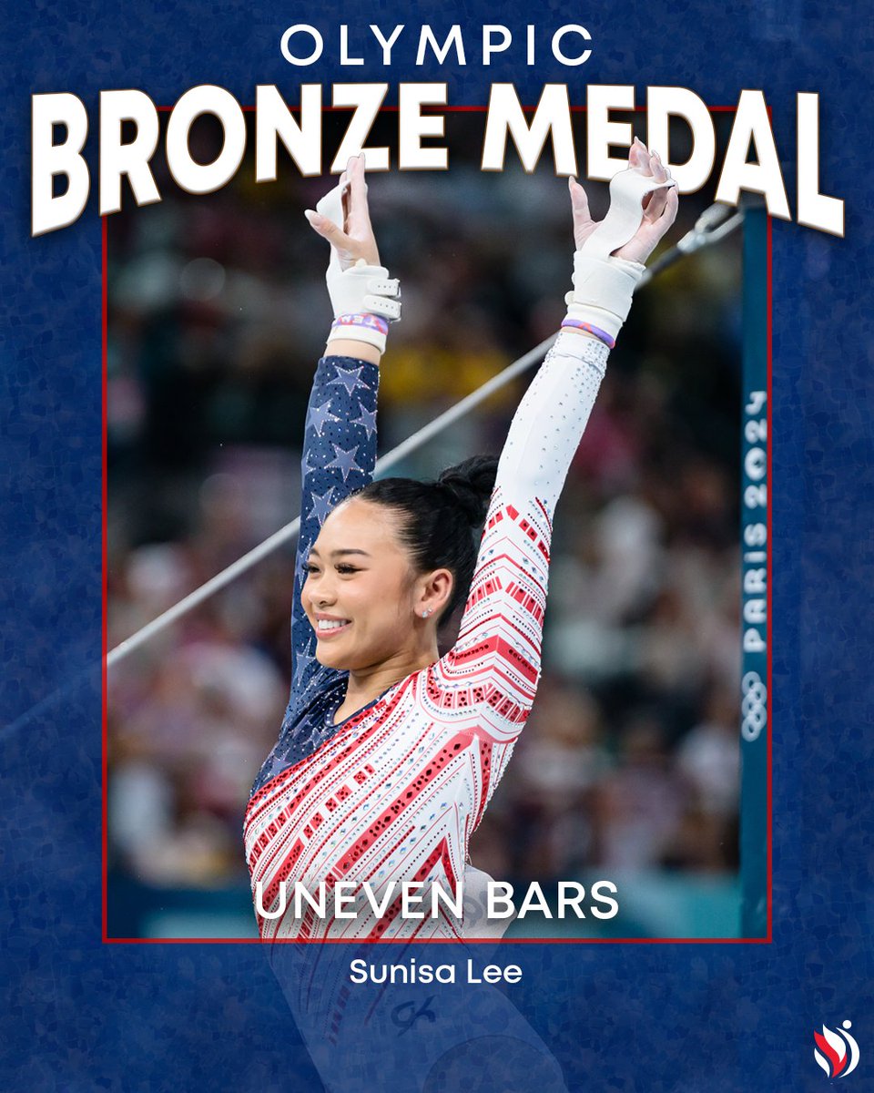 USAGym's tweet photo. Manifested the podium &amp; made it happen! 🥉

@sunisalee_ is the Olympic Uneven Bars Bronze Medalist! https://t.co/GN9BhMapeW
