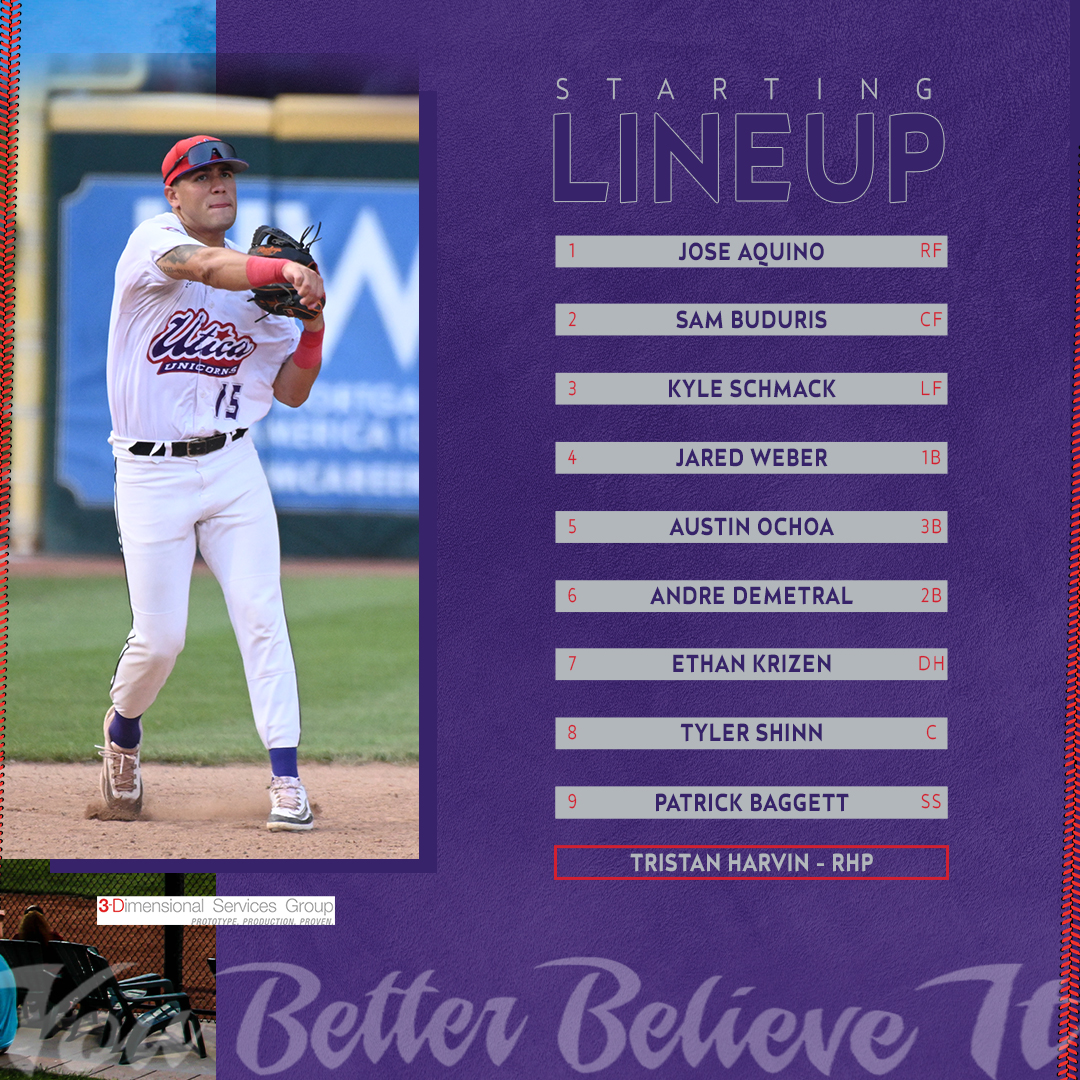 uspbl's tweet photo. Starting Lineup | Utica Unicorns 
Game 69 https://t.co/ny8BJb5GuZ