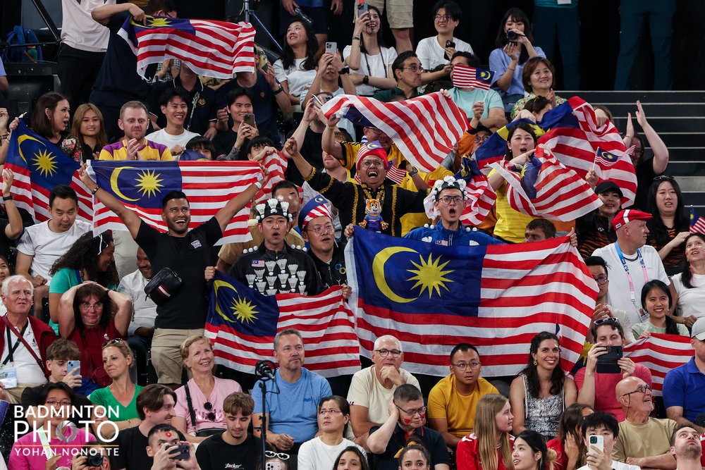 Team Malaysia supporters at the Paris Olympics 2024. | Source: Badminton Photo / Yohan Nonotte (via @badmintonupdate on X)