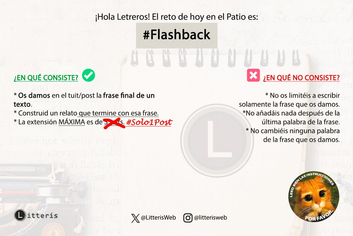 #PasaLitteris Página08
#Letreros, echemos la vista atrás: #Flashback. La frase es:

➡️ CORRIÓ AL MAR
[Instrucciones en las imágenes😉]

¡A jugar, #Letreros, os leemos!

#EntrenaTusLetras #escritor
#Solo1Post
#Escritores #lectores
#SinJugadoresNoHayJuego