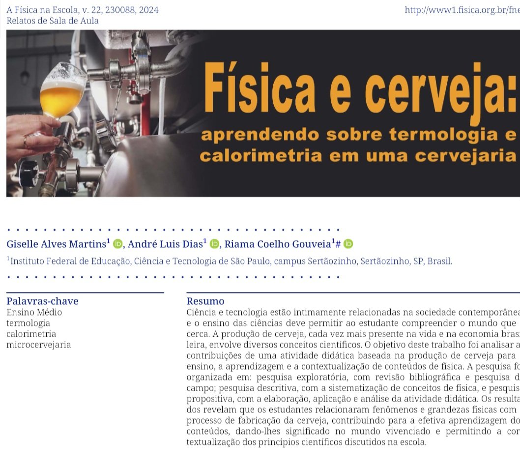revistaFnE's tweet photo. 🔬🍺 Estudo revela como a produção de cerveja pode ser usada no ensino de física, conectando teoria e prática. Estudantes aprendem conceitos científicos de forma contextualizada. #DivulgaçãoCientífica #Educação #Cerveja #Física #ciência #ensino https://t.co/88KEwygMNO