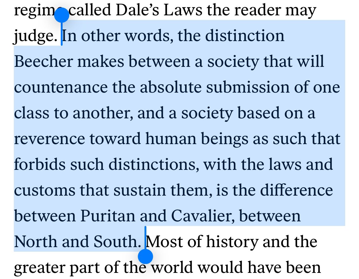 donovanhohn's tweet photo. @_ryanruby_ @AmericanGwyn Marilynne Robinson has written about the Puritan/Cavalier opposition in her essays. The idea goes at least as far back as Henry Ward Beecher. From Robinson’s “Which Way to a City on a Hill?” in NYRB: https://t.co/SRpklcsLnZ