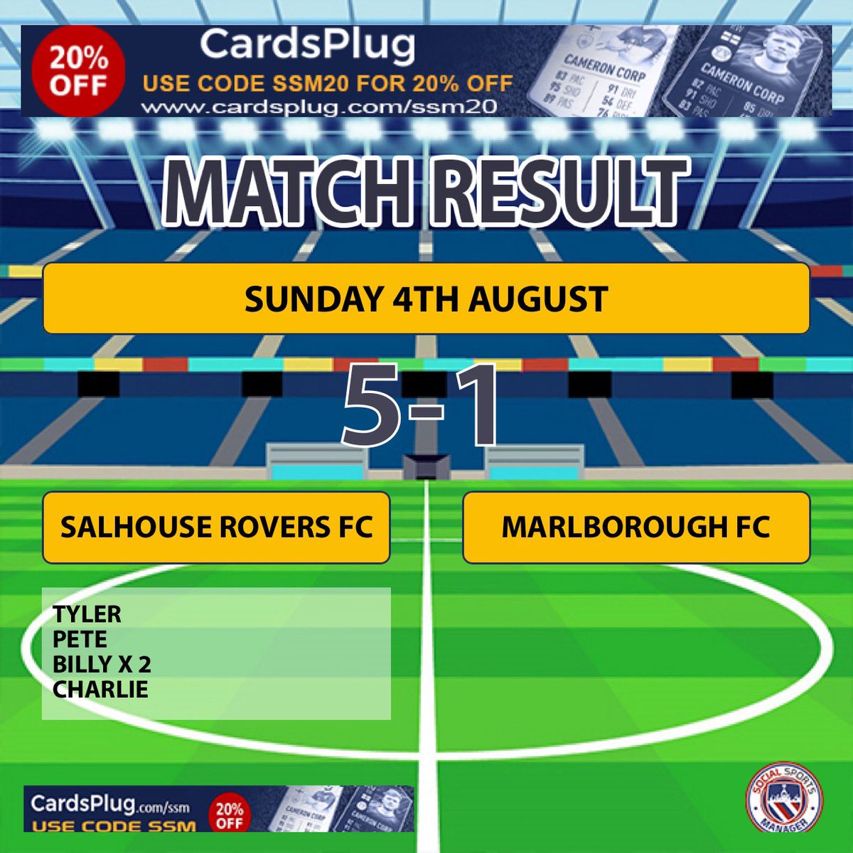 Decent win over <a href="/eaton_fc/">Marlborough FC</a> this afternoon! Goals from Tyler, Pete, Charlie and a brace from Billy! Great intensity from the lads. Big thanks to our opposition! #UTR