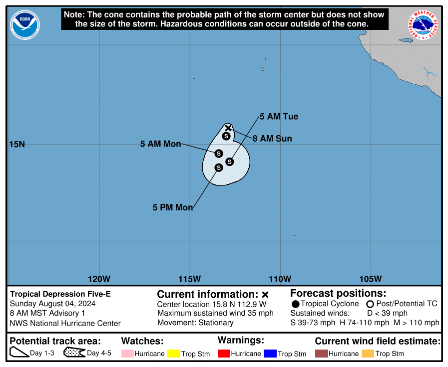 LimWeather's tweet photo. #Invest97E is now #TD5E,forecast to also stay OTS and peak at 50mph before merging with #Invest96E(future #Fabio)
#Wxtwitter #EP97 #97E #Wxx #Tropicswx #Emilia #HurricaneSeason2024 #HurricaneSeason #EP96 #96E https://t.co/mZ84HOywML