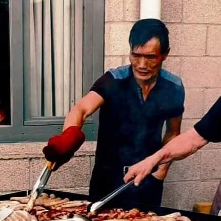 Helping out with BBQ  (200 sausages) for youth camp  (pic by Claire) 🔥