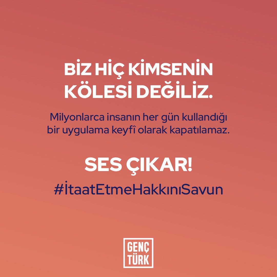 gencturk_resmi's tweet photo. Fikri ve vicdanı hür tüm vatandaşlarımızı ses çıkarmaya, tepki vermeye ve #İtaatEtmeHakkınıSavun tag’ine destek olmaya davet ediyoruz. 

Hürriyetine sahip çık! https://t.co/NXGZ0NA9SH