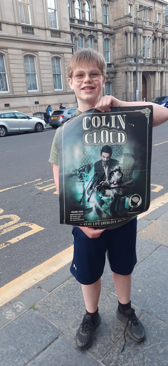 richardpacey's tweet photo. @Colin_Cloud My son was the boy on stage with you last night for your Grandads card story. You definitely passed on the magic to him. And absolutely delighted with his poster https://t.co/bg1L2A06tC