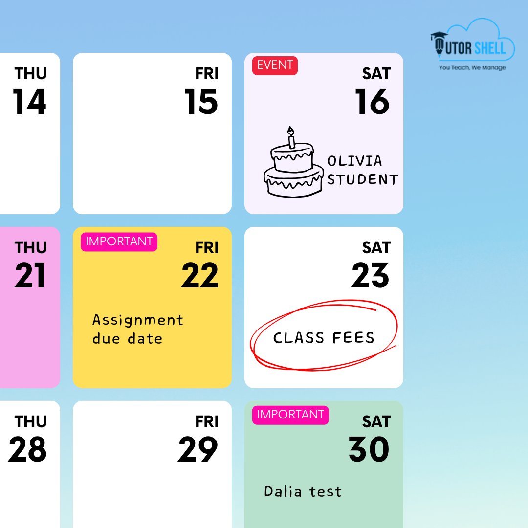 tutorshell's tweet image. Manage your schedule better than ever with the TutorShell platform! Our innovative tools and features allow you to organize and optimize your time effortlessly. Say goodbye to calendar chaos and hello to seamless scheduling. #TutorShell #EfficientScheduling #TimeManagement #Ed