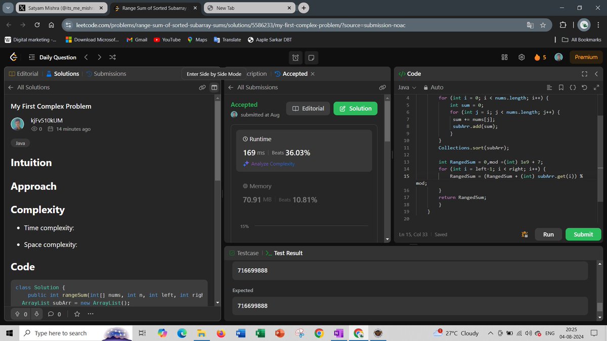 its_me_mishra's tweet image. LeetCode Dashboard and Daily Sums...I solve my first complex program...
Solve one leetcode problem a day keeps a programming fear away..
Completed a 50 problem at a Leetcode Platform
#leetcoder #programing #Coding #lifeofcoder
#javascript #Java #mysql