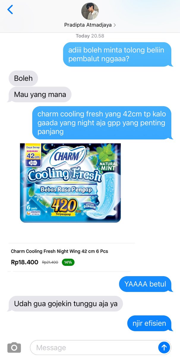 sagistics's tweet photo. gaada yg minta tp kalo minta beliin pembalut mungkin ini jawabannya para karakter serenatnatnitnut https://t.co/s82FHuwP9I