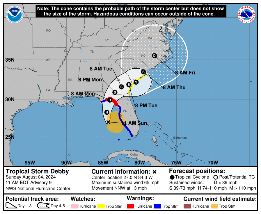 LimWeather's tweet photo. 65mph #Debby forecast to peak =>90mph C1 #Hurricane or even C2 at #Florida landfall;ALL interests should rush them to completion!
#Wxtwitter #tropicswx #wxx #HurricaneSeason #HurricaneSeason2024 #FLwx #GAwx #SCwx #NCwx #TropicalStormDebby #hurricanedebby #BigBend #VAwx https://t.co/yVO9E1V806