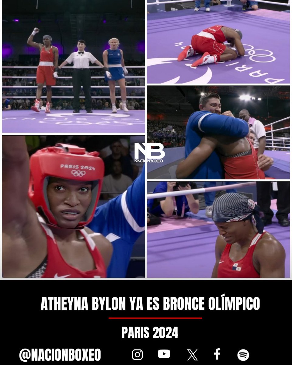 nacionboxeo's tweet image. 𝗔𝗧𝗛𝗘𝗬𝗡𝗔 𝗕𝗬𝗟𝗢𝗡 𝗖𝗢𝗡 𝗠𝗘𝗗𝗔𝗟𝗟𝗔 𝗛𝗜𝗦𝗧Ó𝗥𝗜𝗖𝗔!
𝗔𝘁𝗵𝗲𝘆𝗻𝗮 𝗕𝘆𝗹𝗼𝗻 🇵🇦 asegura una histórica medalla de bronce 🥉 para Panamá 🇵🇦 al derrotar por decisión dividida (3-2) a la polaca 𝗘𝗹𝘇𝗯𝗶𝗲𝘁𝗮 𝗪𝗼𝗷𝗰𝗶𝗸 🇵🇱. #nacionboxeo #boxing #Paris2024